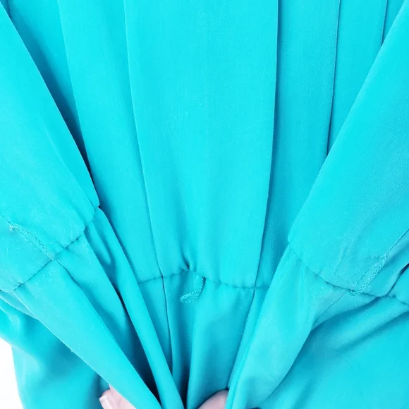 Pleated Turquoise Lime Green Colorblock Dress with Belt RK Originals Size 14 - Picture 6 of 11